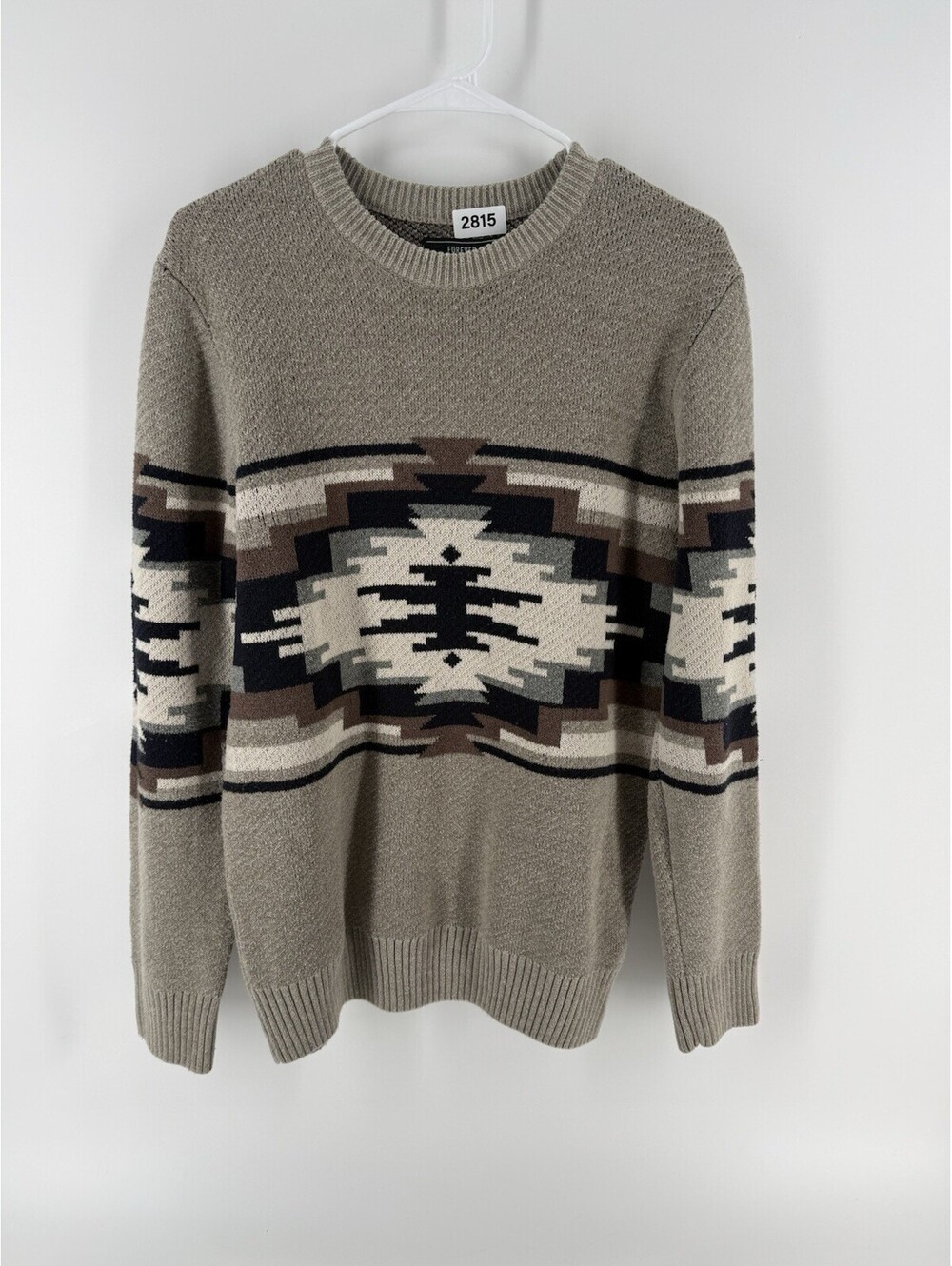 Forever 21 Aztec Geometric Native American Long Sleeve Gray Sweater Small
